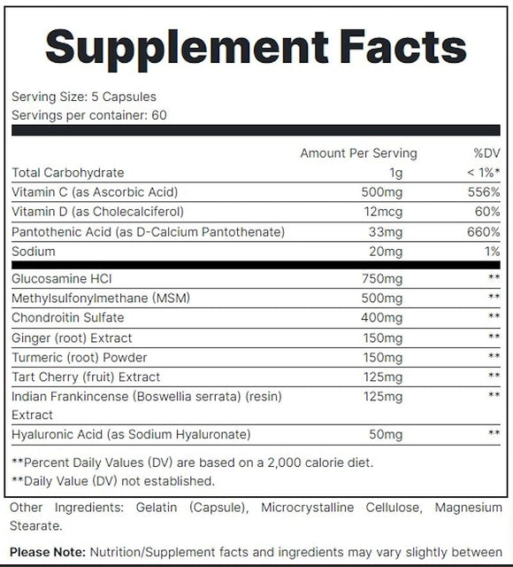 Redcon1 Foxtrot Powerhouse Joint Formula 240 Capsules fact
