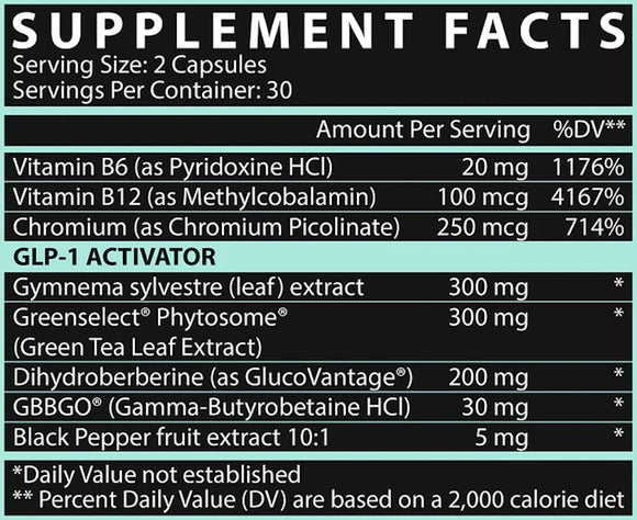 Nutrex GLP1+ Control, Metabolism Support fact