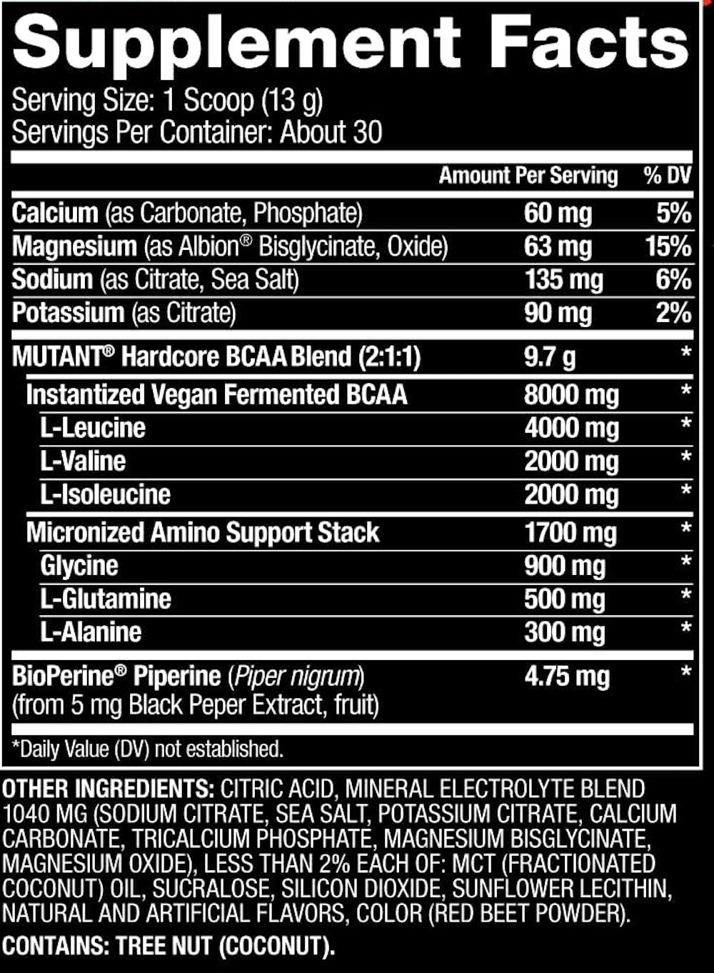 Hardcore BCAA Mutant Facts