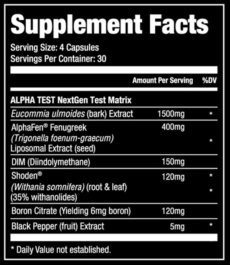 Alpha Prime Legacy Test 120 Capsules facts