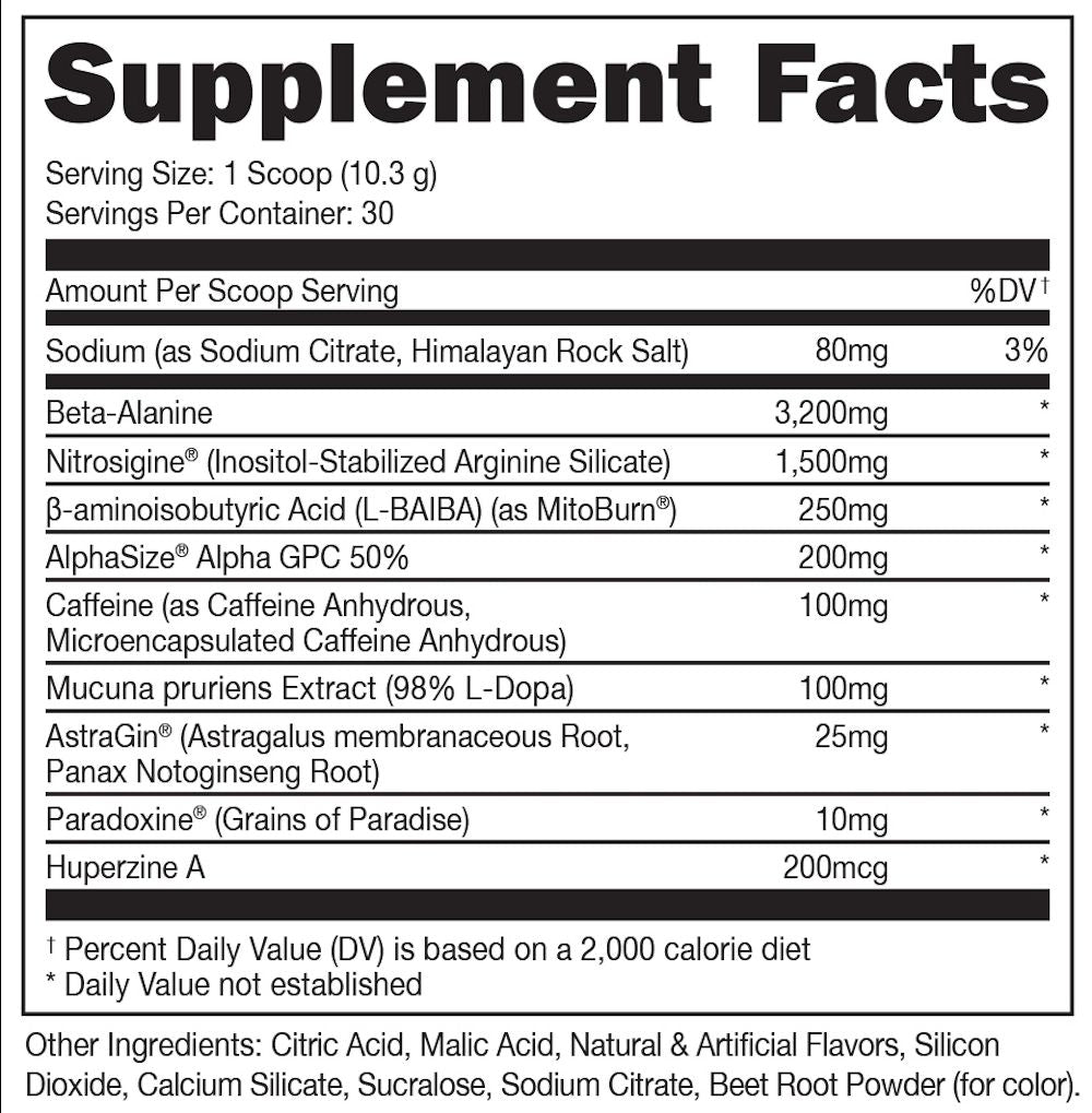 Bucked Up LFG Burn Pre-Workout facts