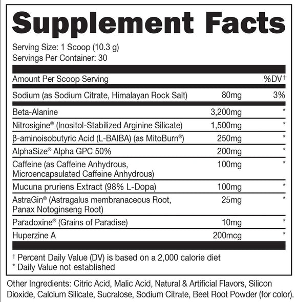 Bucked Up LFG Burn Pre-Workout facts