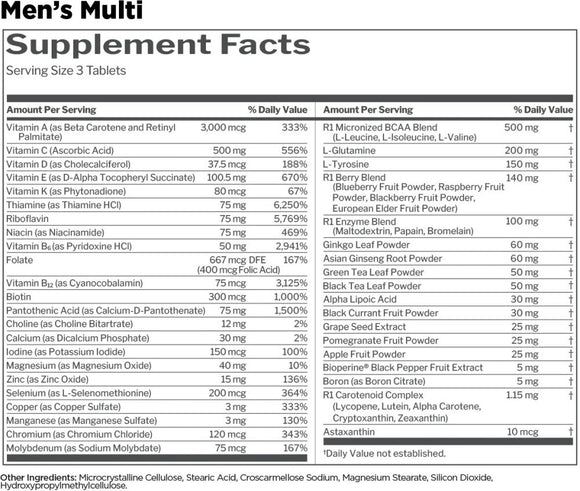 Rule One Men's Train Daily Multi 90 facts