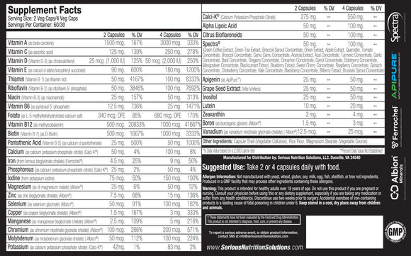 ous Nutrition Solutions SNS Multi XT 120 Veg Capsules fac
