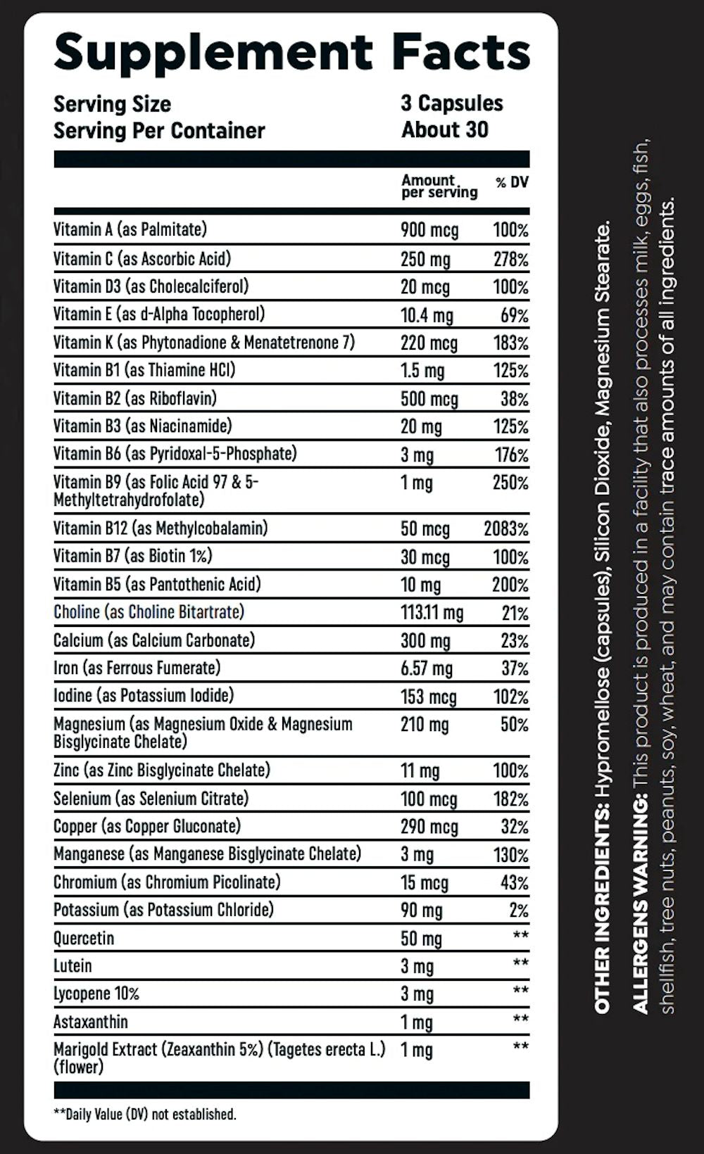HTLT Supps MultiVit 90 Capsules facts

