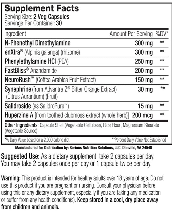 SNS Serious Nutrition Solutions Neurogize XT fact
