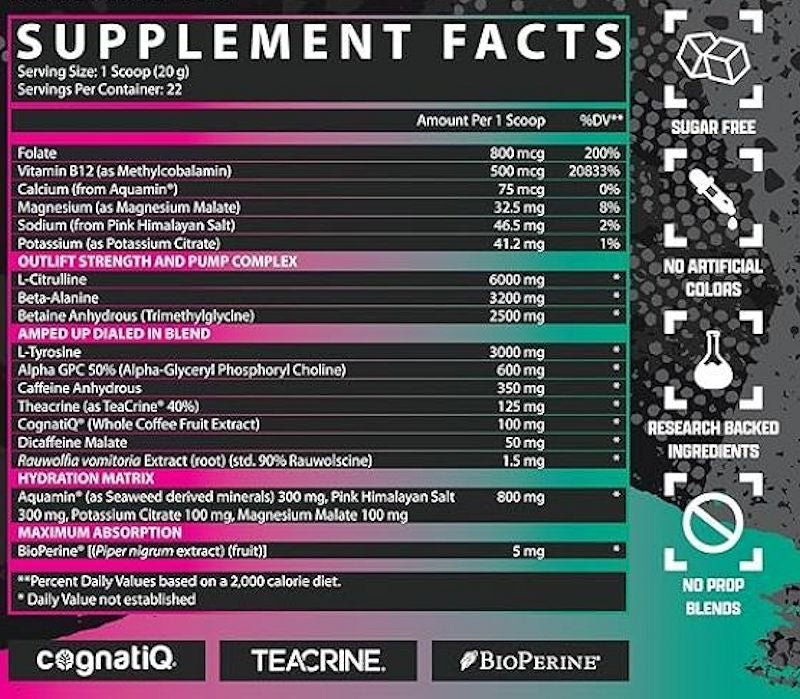 Outlift Amped Nutrex High-Stim Pre-Workout facts