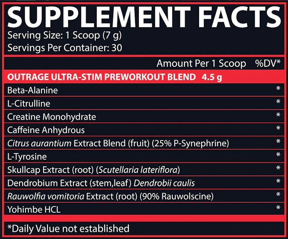 Nutrex Outrage Ultra Stim facts