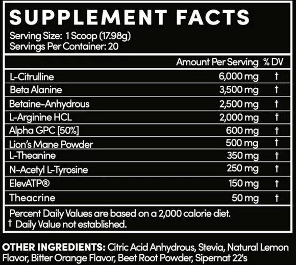 Thentic Pre Non-Stim Pre-Workout facts