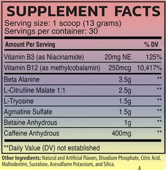 Raw Nutrition Pre Extreme 30 Servings fact