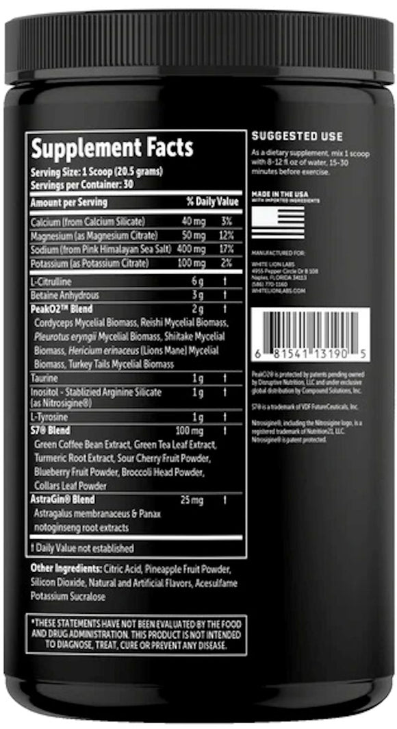 Pump Pre-Workout Non-Stim White Lion back