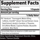 Finaflex PX Hardcore Xtreme Super Thermogenic facts