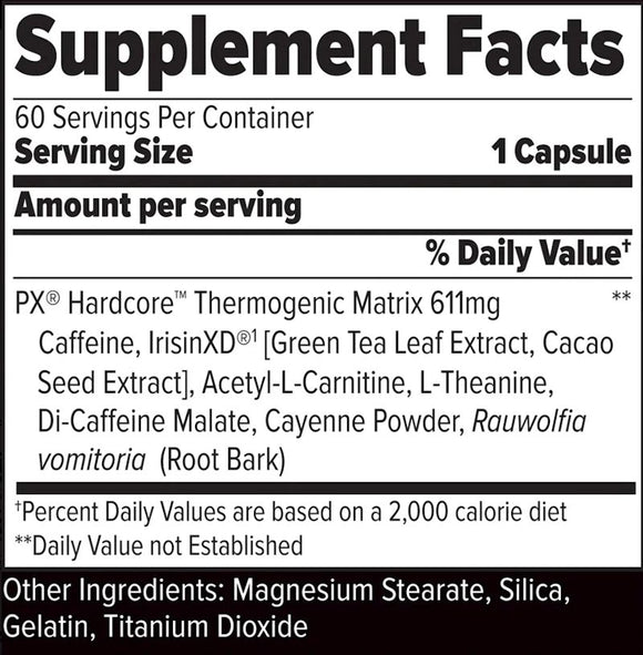 Finaflex PX Hardcore Xtreme Super Thermogenic facts