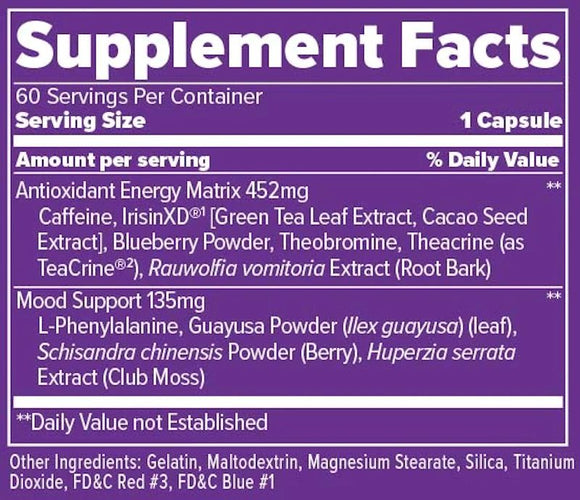 FINAFLEX PX PRO XANTHINE Thermogenic Fat Burner 60 caps fact