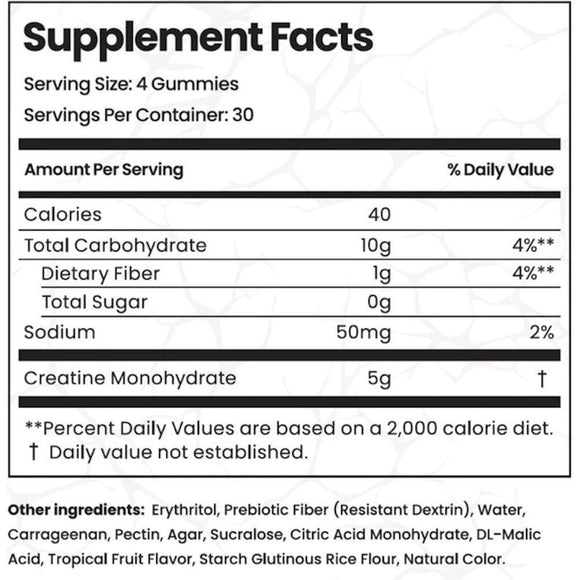 Smash Creatine Gummies, 5g Creatine Monohydrate, facts