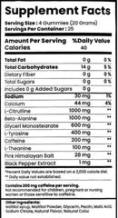 Smash Pre-Workout Gummies, 100ct 25 Servings facts
