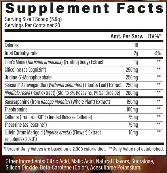 Raw Nutrition Steady State Pre Workout Performance facts
