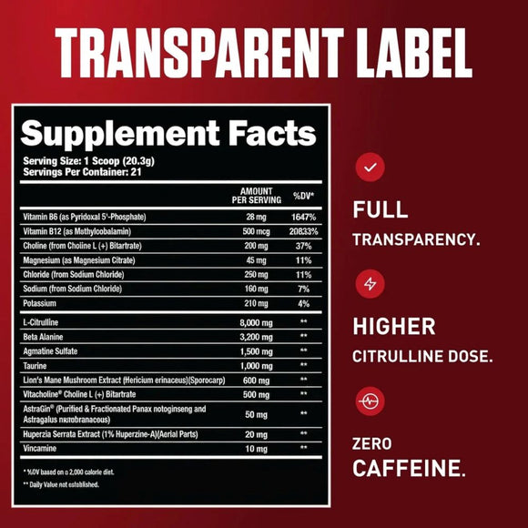 SUPERHUMAN Pump – Stimulant-Free Pre-Workout facts