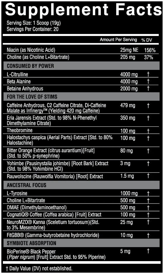 NutriFitt Symbiote Extreme Pre-Workout fact