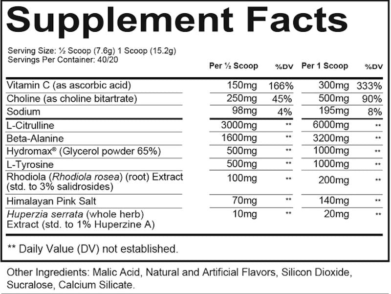 Redcon1 Total War Pump Non-Stim Pre Workout fact