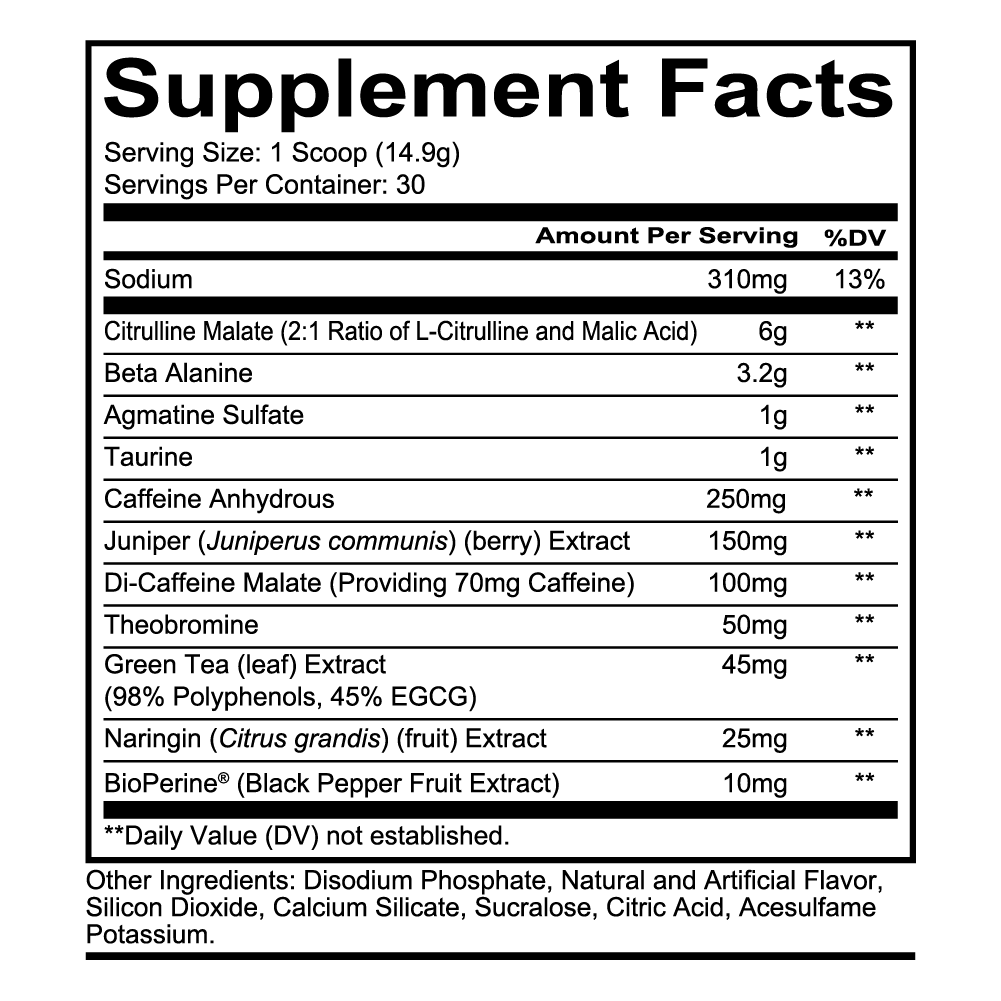 Total War Pre-Workout RedCon1 30 servings facts