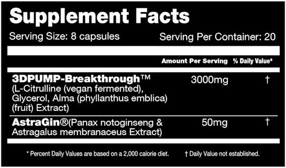 Performax Labs 3DPump Max 160 Capsules fact
