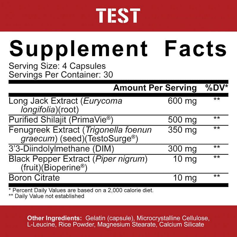 5% Nutrition Test Booster Muscle Builder 120 Capsules fact
