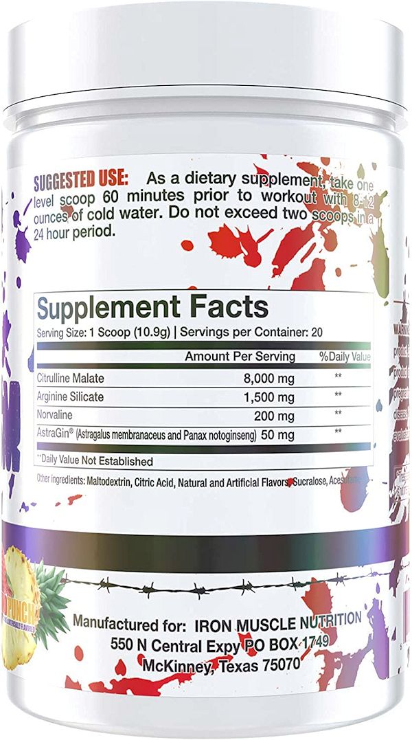 Iron Muscle Nutrition Bloodgasm Stimulant Free Pre-Workout fact