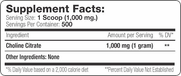 Serious Nutrition Solutions SNS Choline Citrate Powder fact
 
