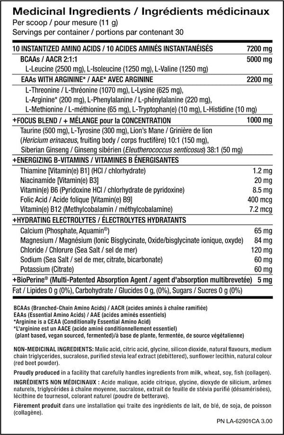 EAA + BCAA Complete Pure Vita Labs Advanced Amino Acid Formula fact