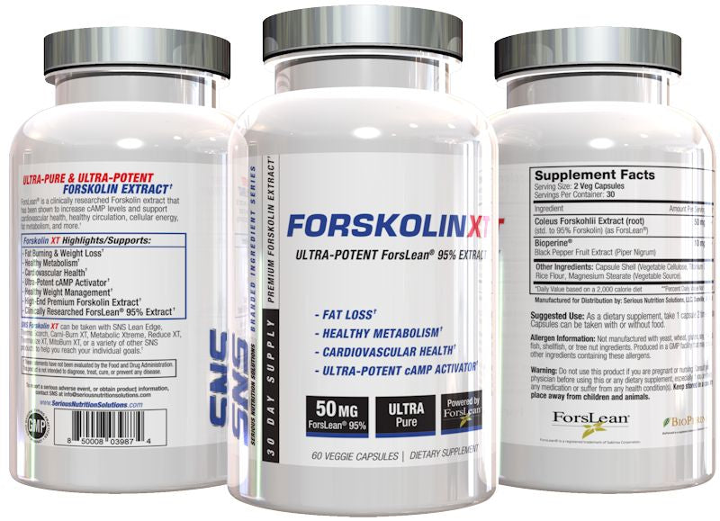 SNS Serious Nutrition Solutions Forskolin XT Fat Burner bottles