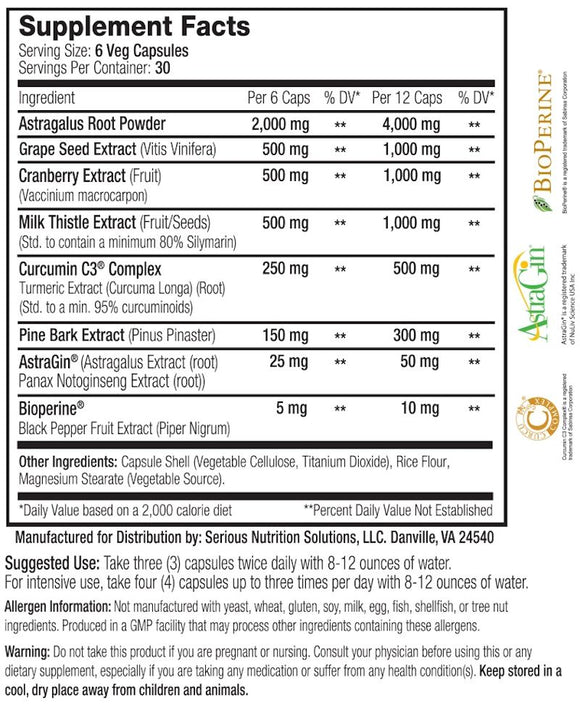 Serious Nutrition Solutions SNS Kidney Assist XT 180 caps face