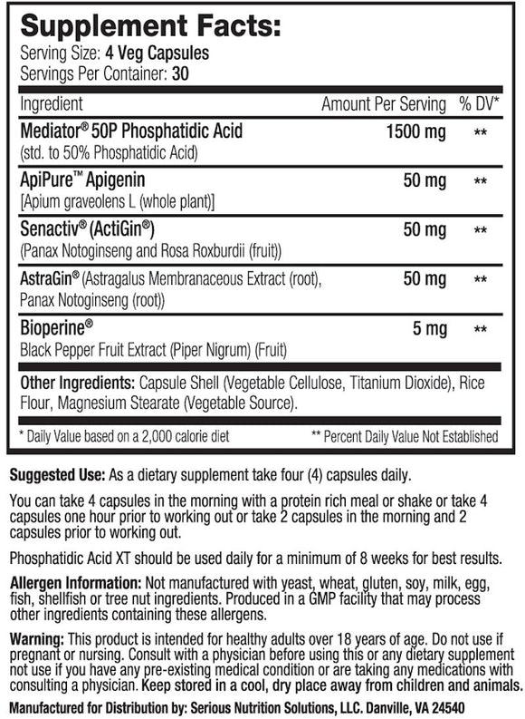 Serious Nutrition Solutions Phosphatidic Acid XT lean muscle fact
