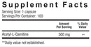 Acetyl L-Carnitine Core Nutritionals 100 Capsules facts
