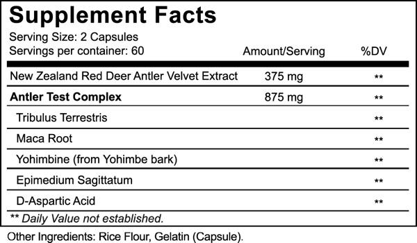 NutraKey Antler Test Red Deer Antler 120 capsules fact