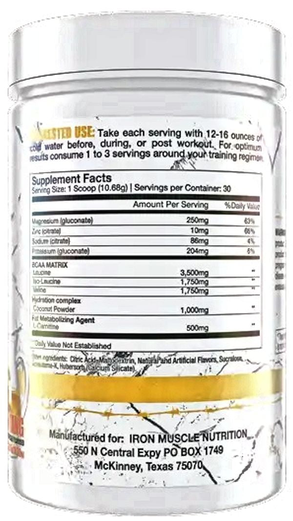 Iron Muscle Nutrition BCAA w/Fat burner Facts