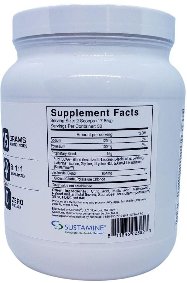 USP Labs BCAA Supreme Powder 8:1:1 Ratio 30 Serving facts
