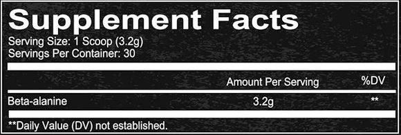 Redcon1 Beta Alanine Pure High Quality 30 Servings fact