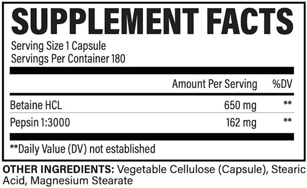 Revive MD Betaine HCL 180 Veg Capsules fact