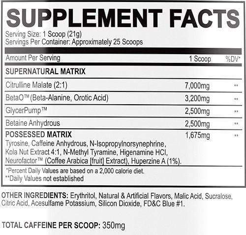 Black Magic Citrulline Black Magic BZRK 25 servings fact