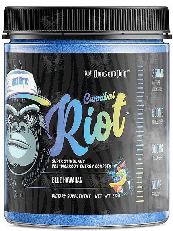 Chaos and Pain Cannibal Riot High-Stim Pre-Workout blue