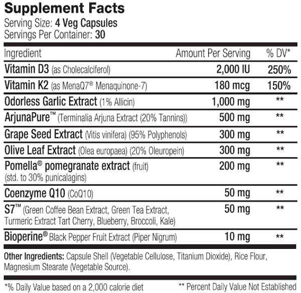 Serious Nutrition Solutions Cardiovascular Support XT 120 Veg-Caps fact