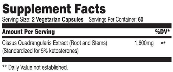 Serious Nutrition Solutions SNS Cissus XT 120 Capsules fact