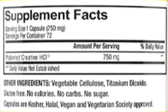 Con-Cret Creatine HCI size 72 Caps fact