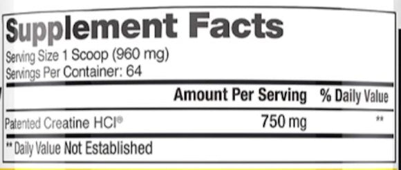 Con-Cret Creatine HCI Con-Cret 64 servings facts