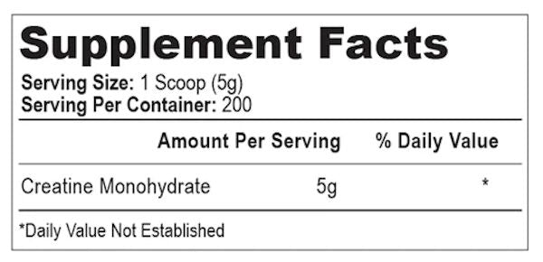Hi-Tech Creatine Monohydrate 1000g 200 servings fact