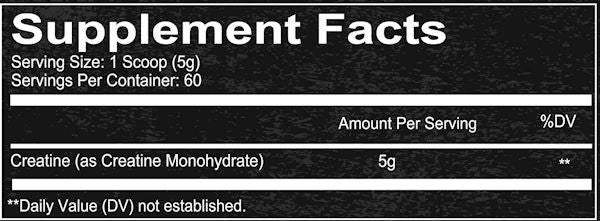 Redcon1 Creatine Monohydrate 60 Servings fact