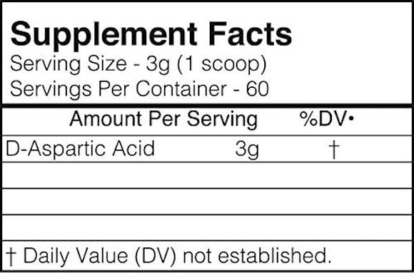 BlackMarket Labs D-Aspartic Acid Raw 60 servings facts