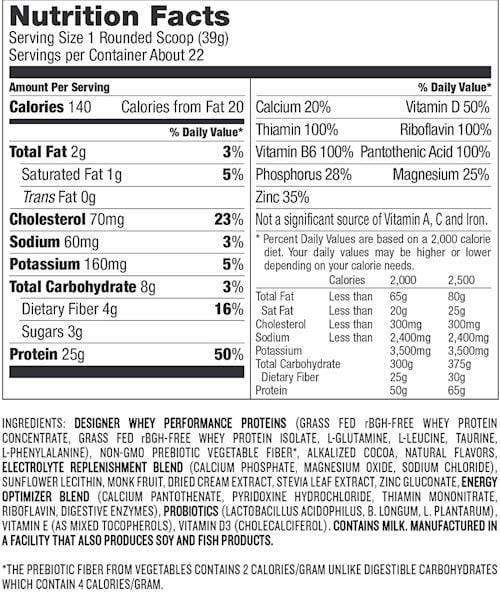 Designer Protein Protein Designed Protein Grass Fed Whey 22 servings