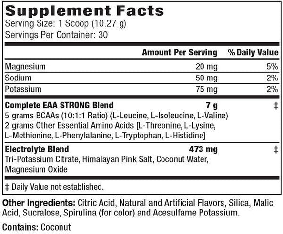 MHP EAA Strong BCAA 30 servings fact